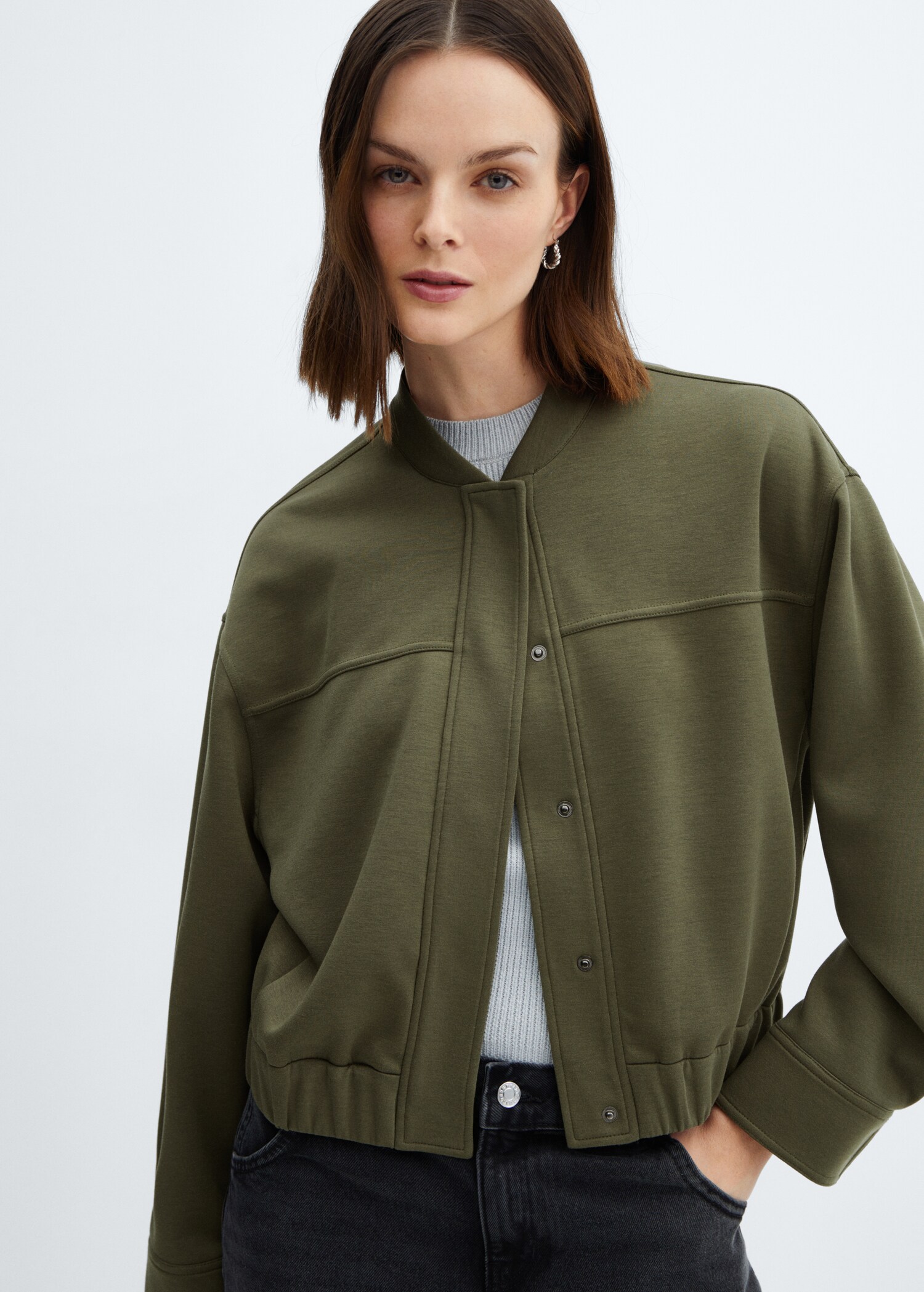 Bomber jacket decorative seams