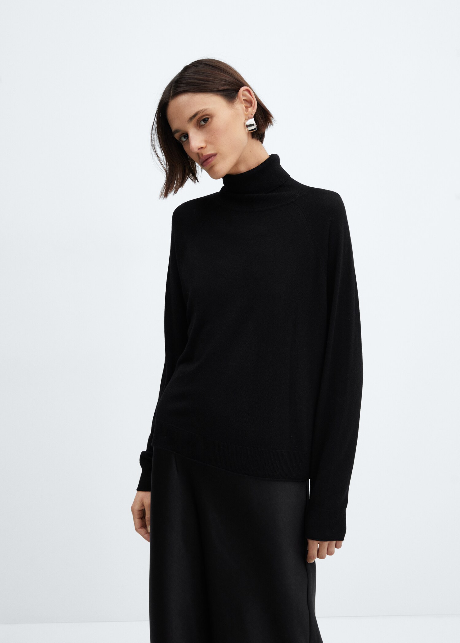 Fine-knit turtleneck sweater