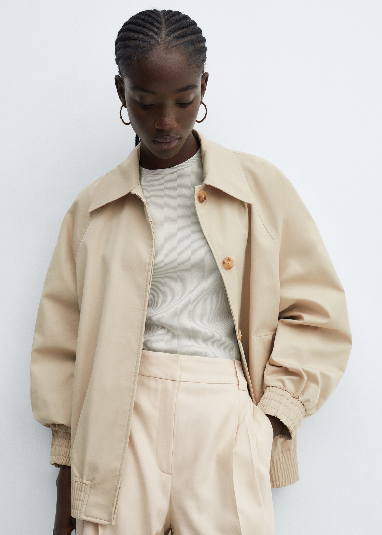 Bomber jacket with shirt collar