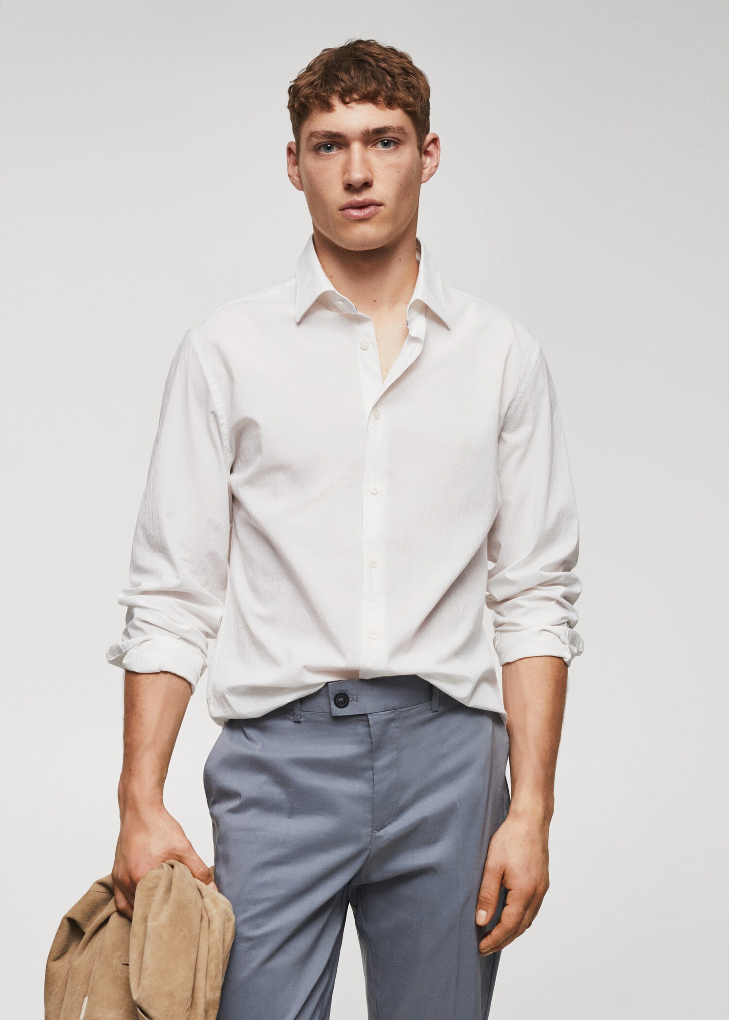 Slim-fit cotton seersucker shirt