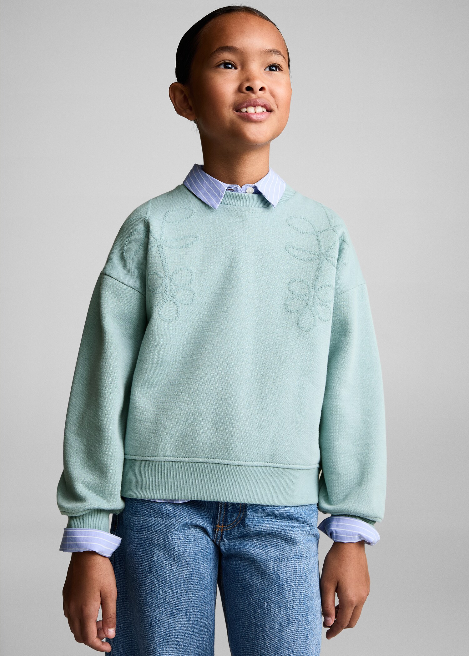 Embroidered detail cotton sweatshirt