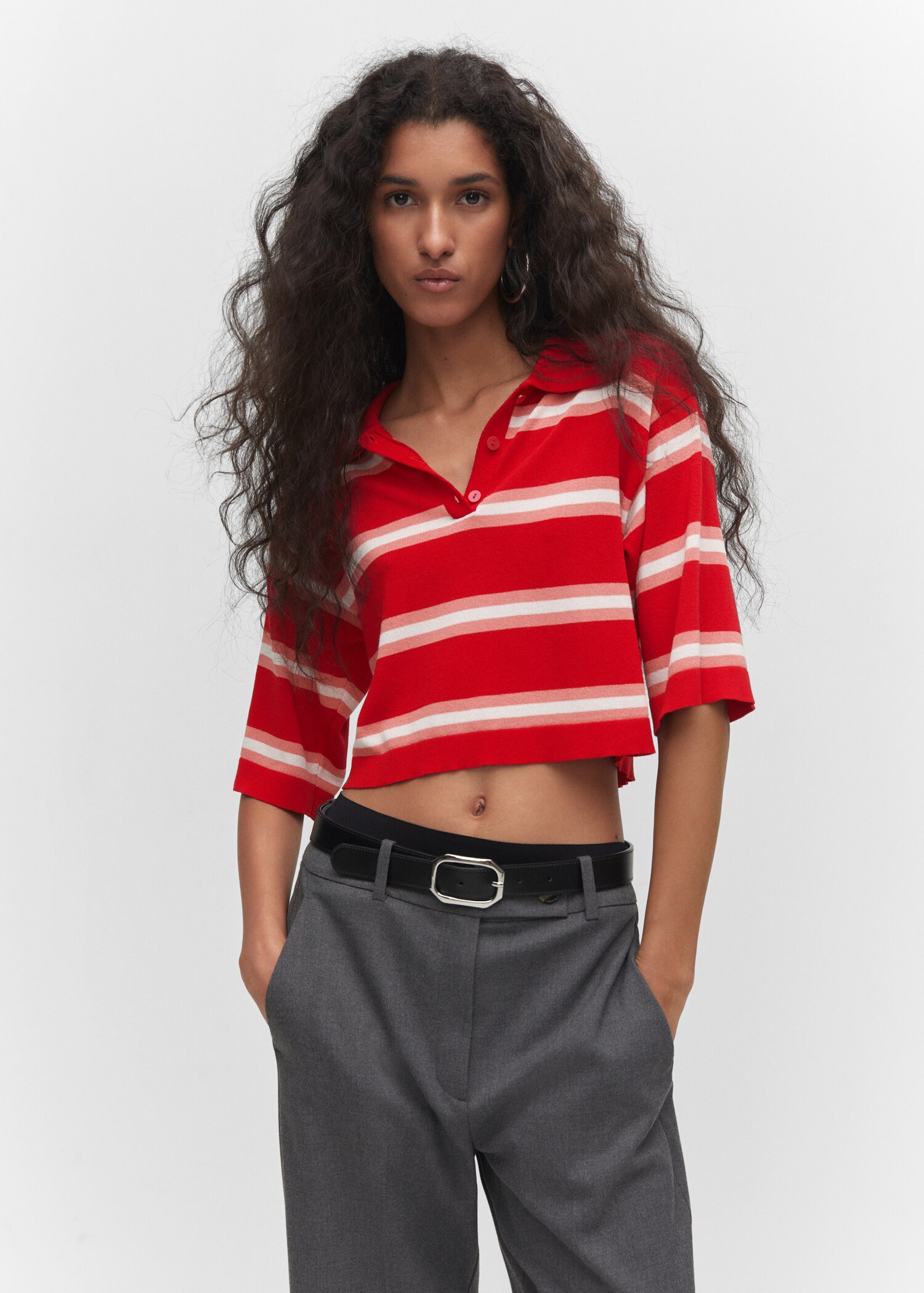Striped polo-style sweater