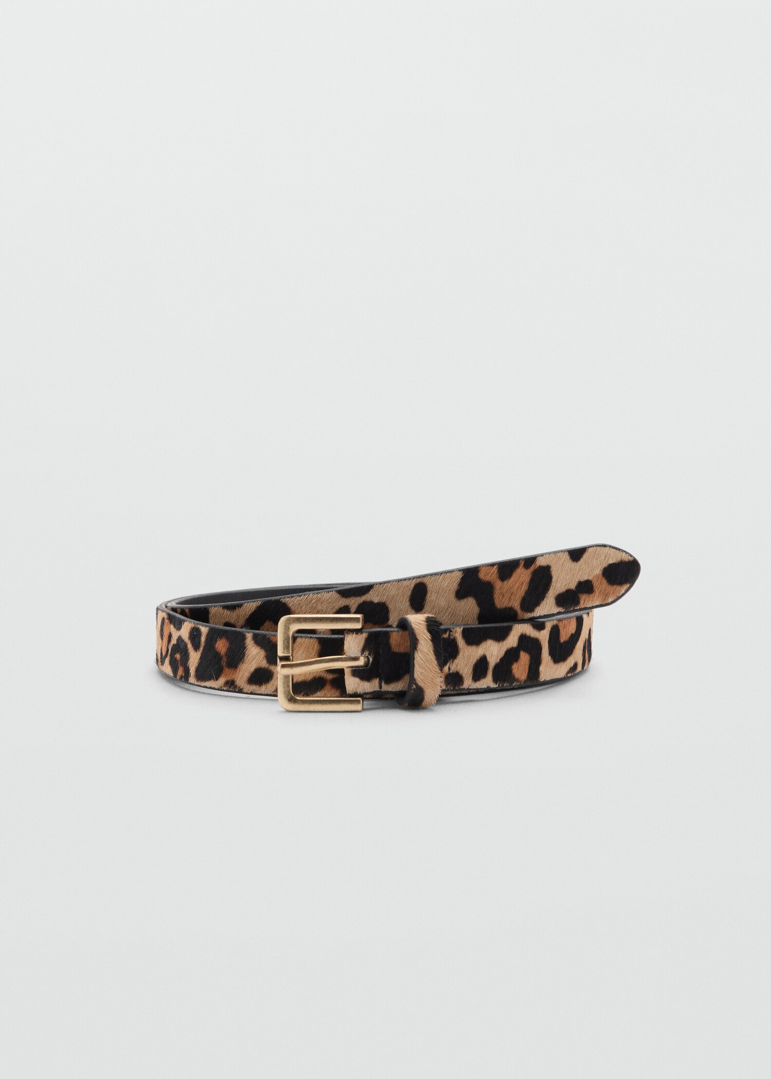 Slim leopard-print leather belt