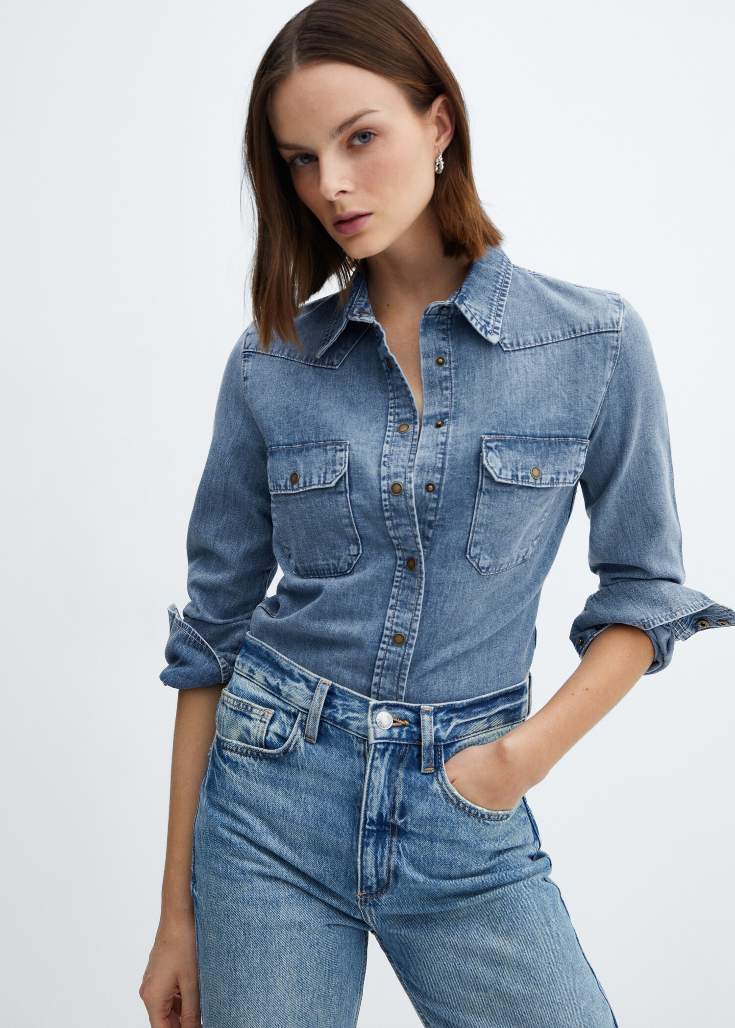 Chest-pocket denim shirt