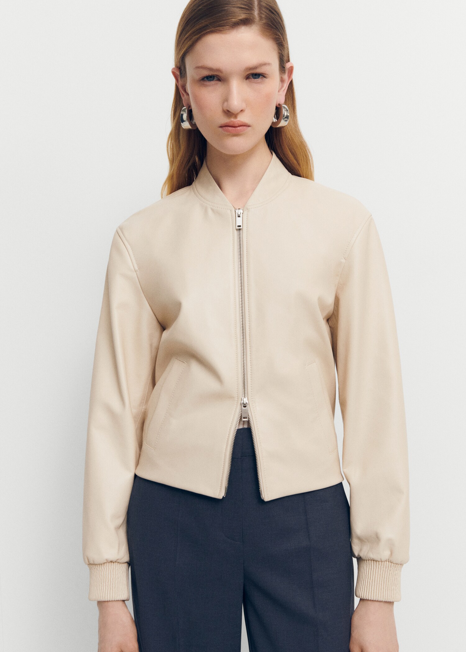 100% leather bomber jacket