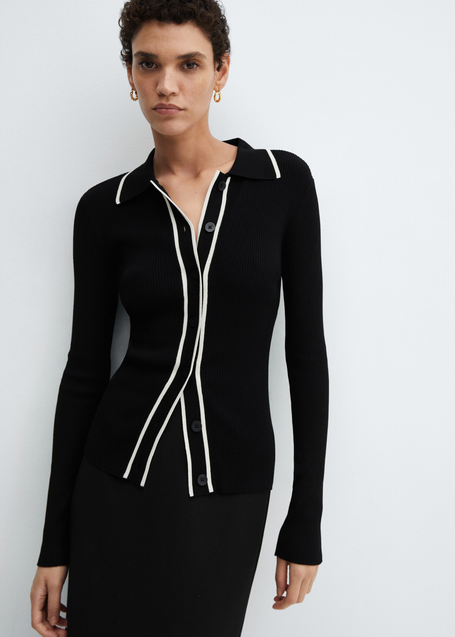 Contrast trims cardigan