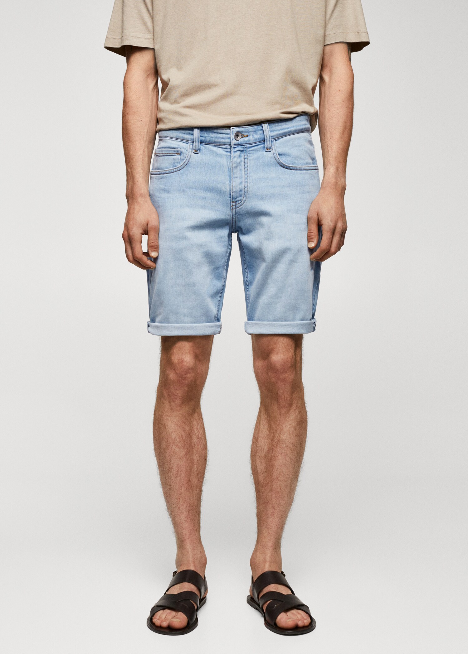 Slim-fit denim bermuda shorts