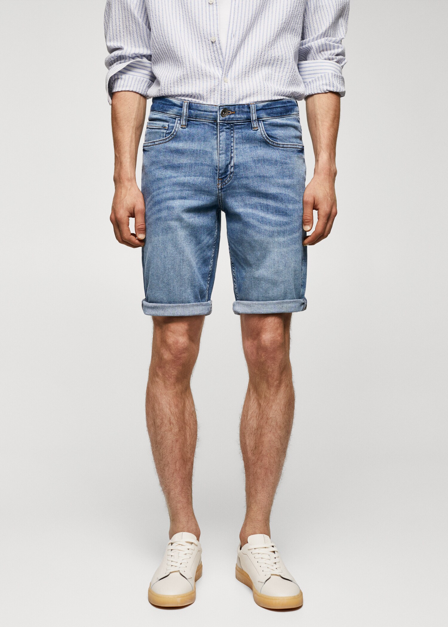 Slim-fit denim bermuda shorts