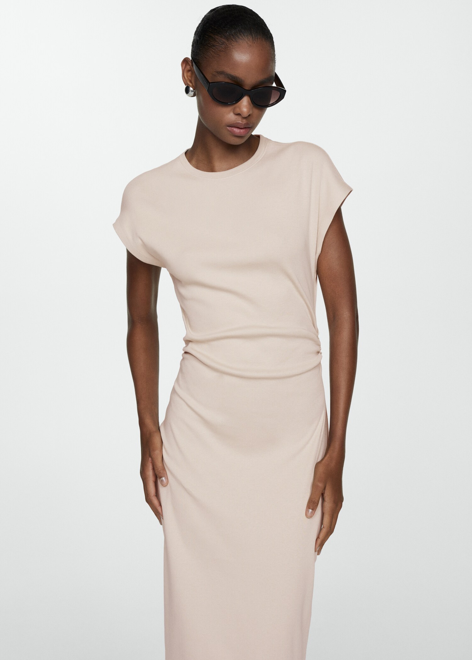 100% cotton draped dress