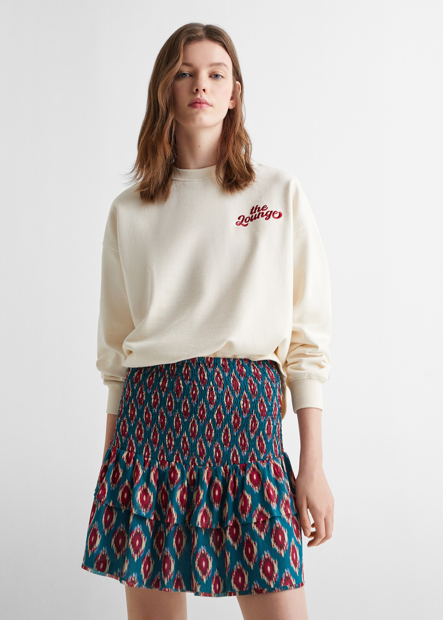 Printed ruffle skirt