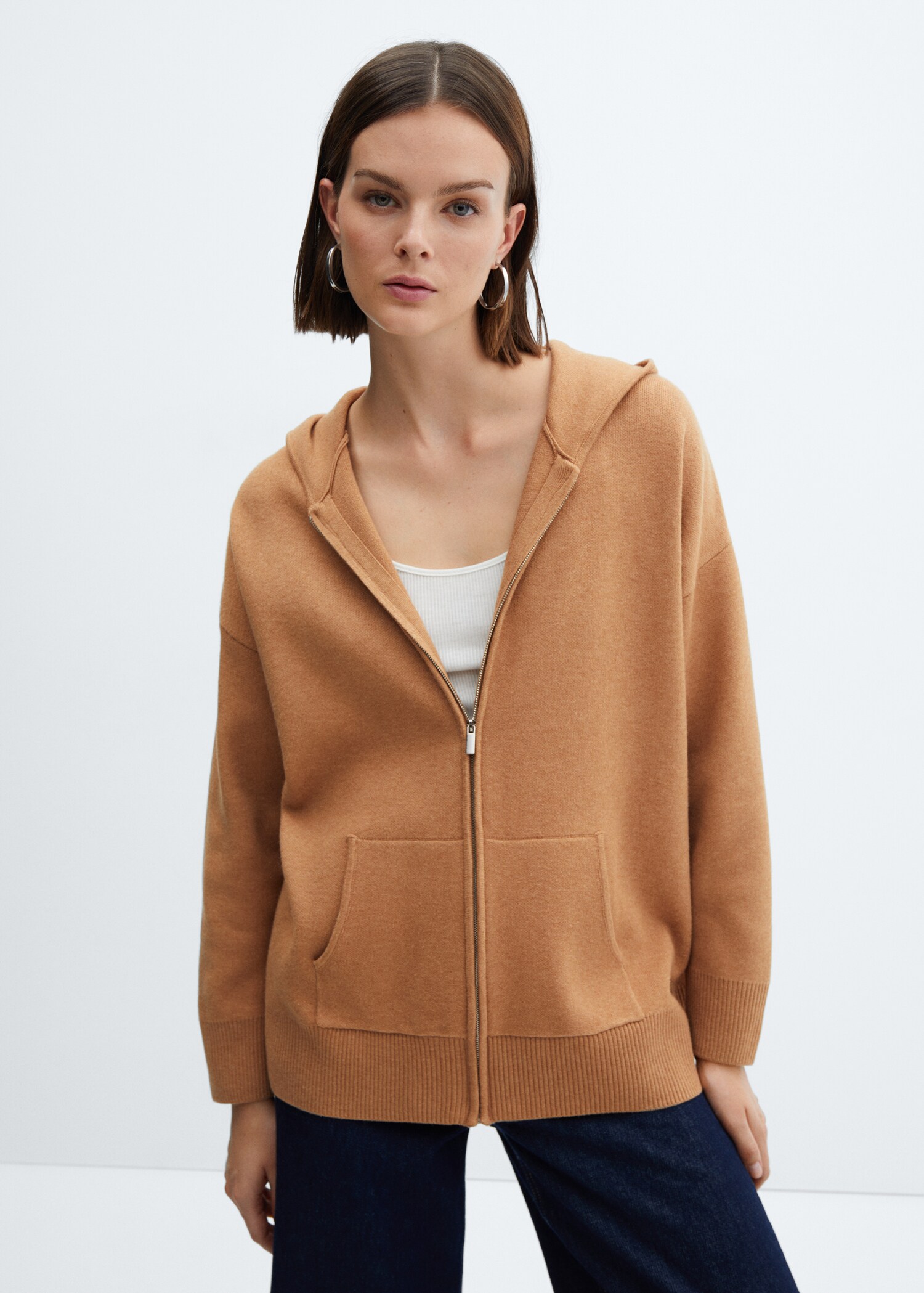 Zip-up knitted sweatshirt