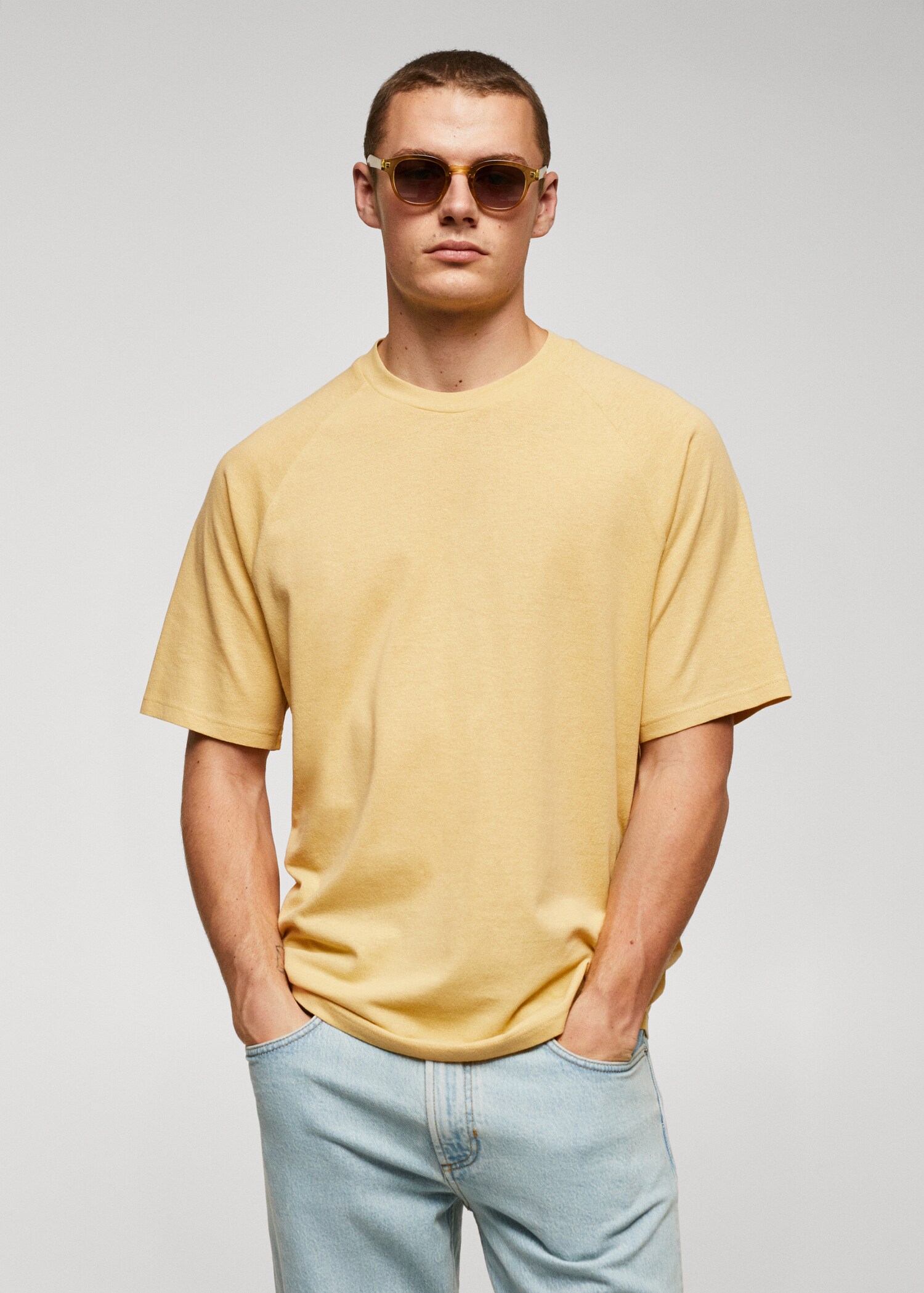 Textured cotton-linen t-shirt