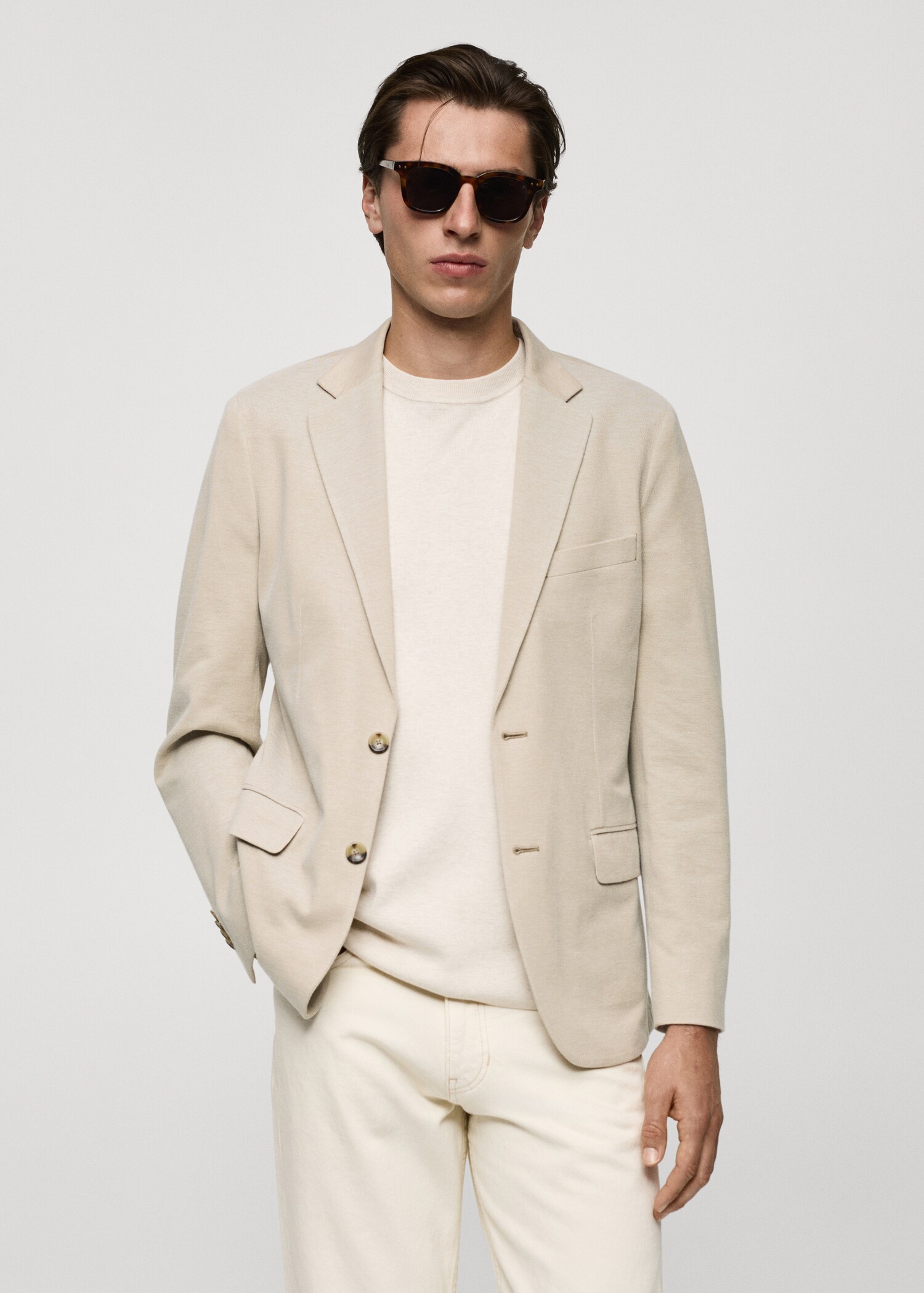 Structured slim fit cotton blazer