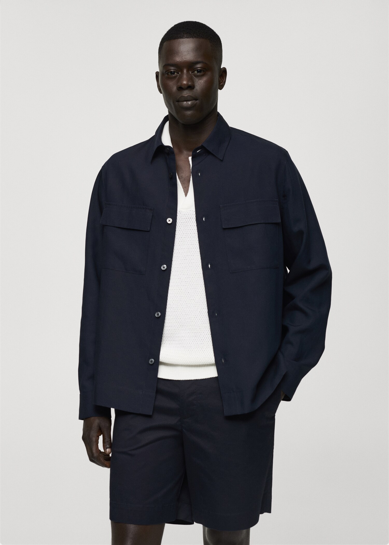 Tencel-linen overshirt with pockets
