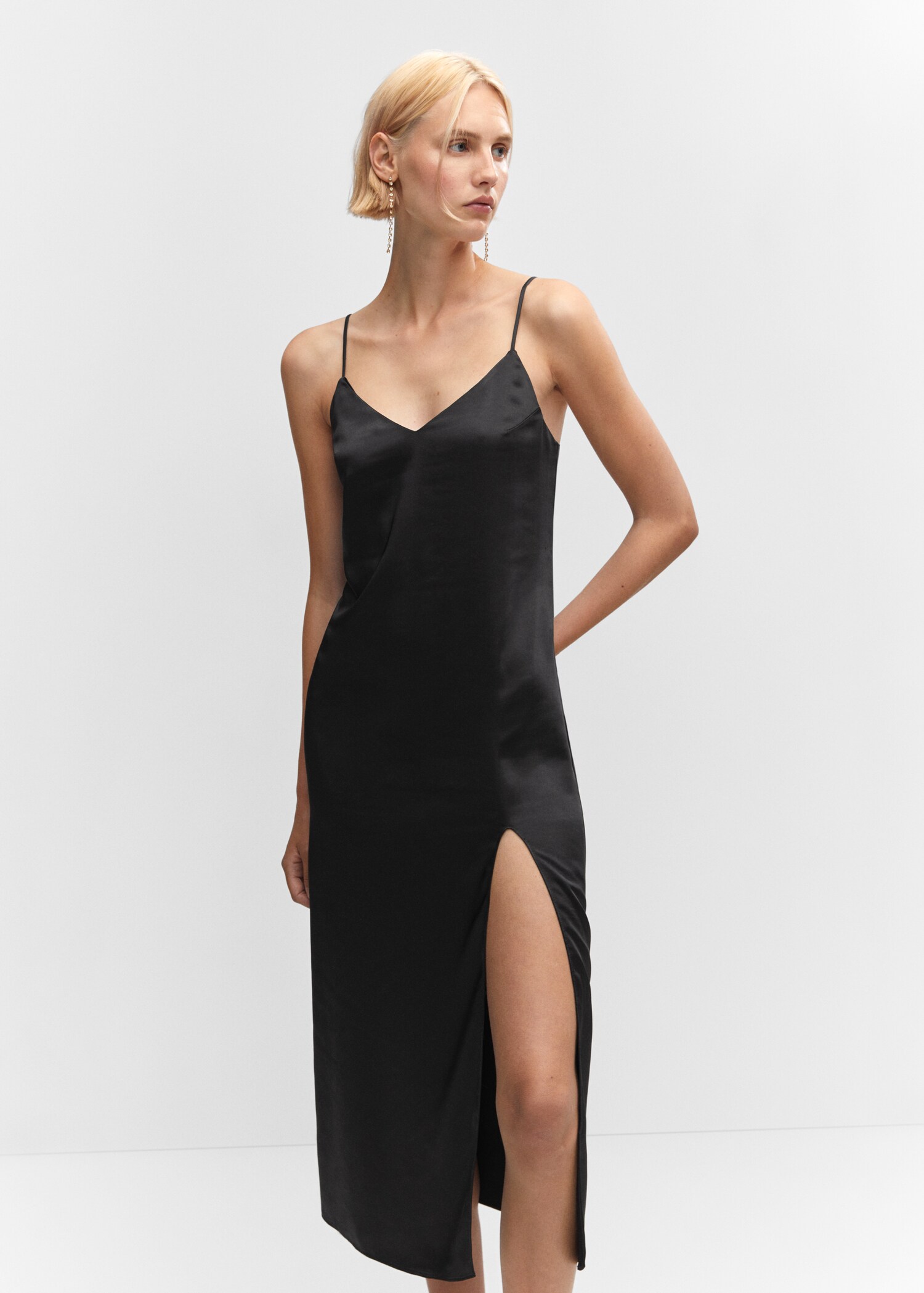 Side-slit satin dress