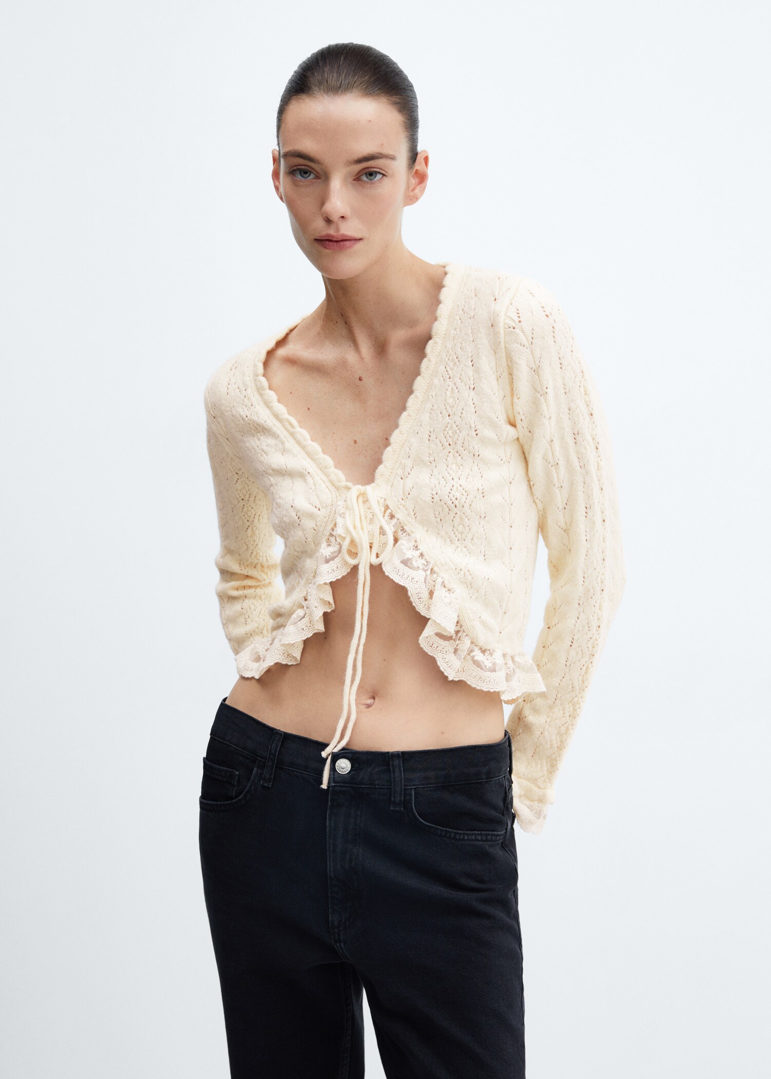 Ruffled knot cardigan