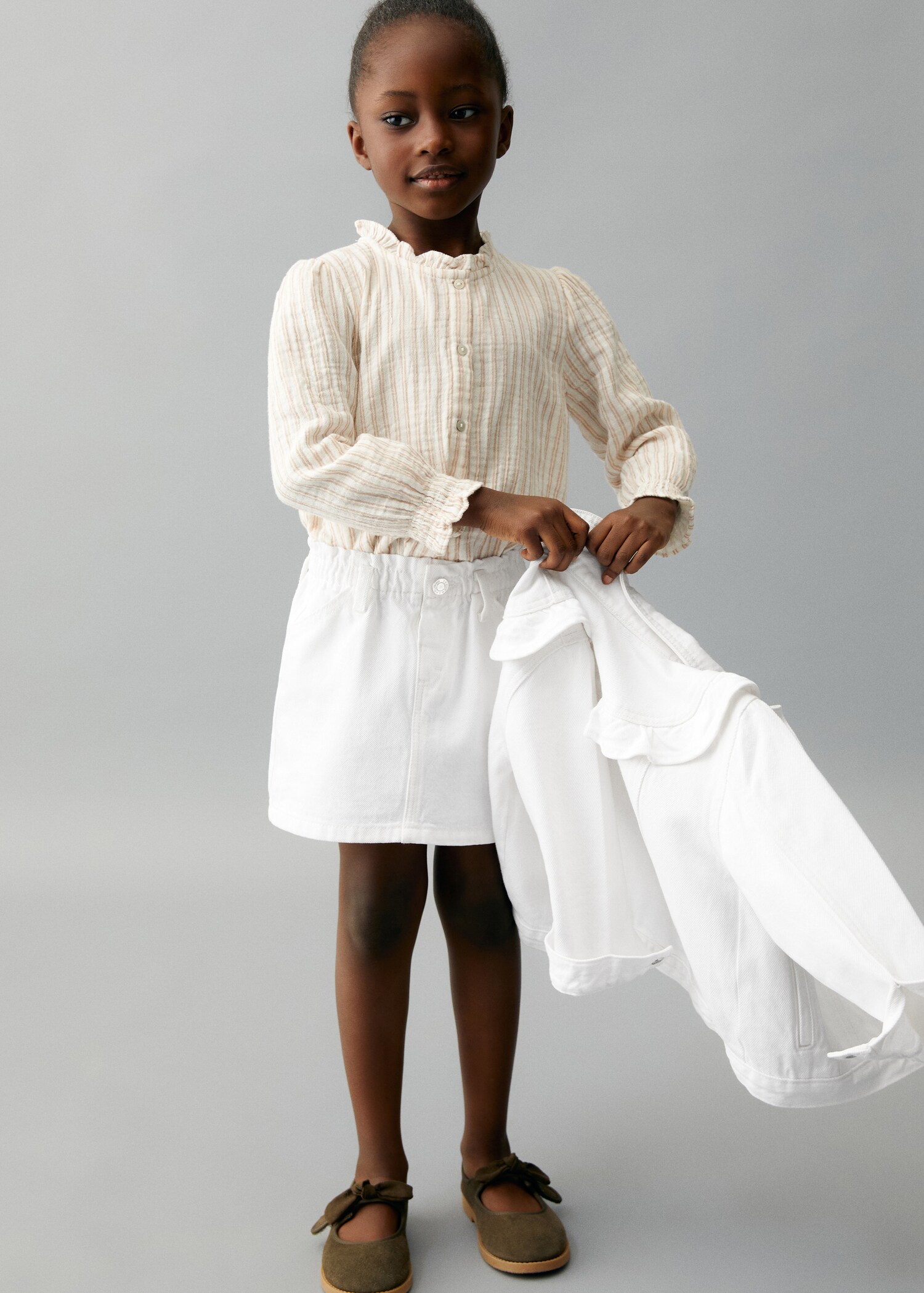 Paperbag denim skirt