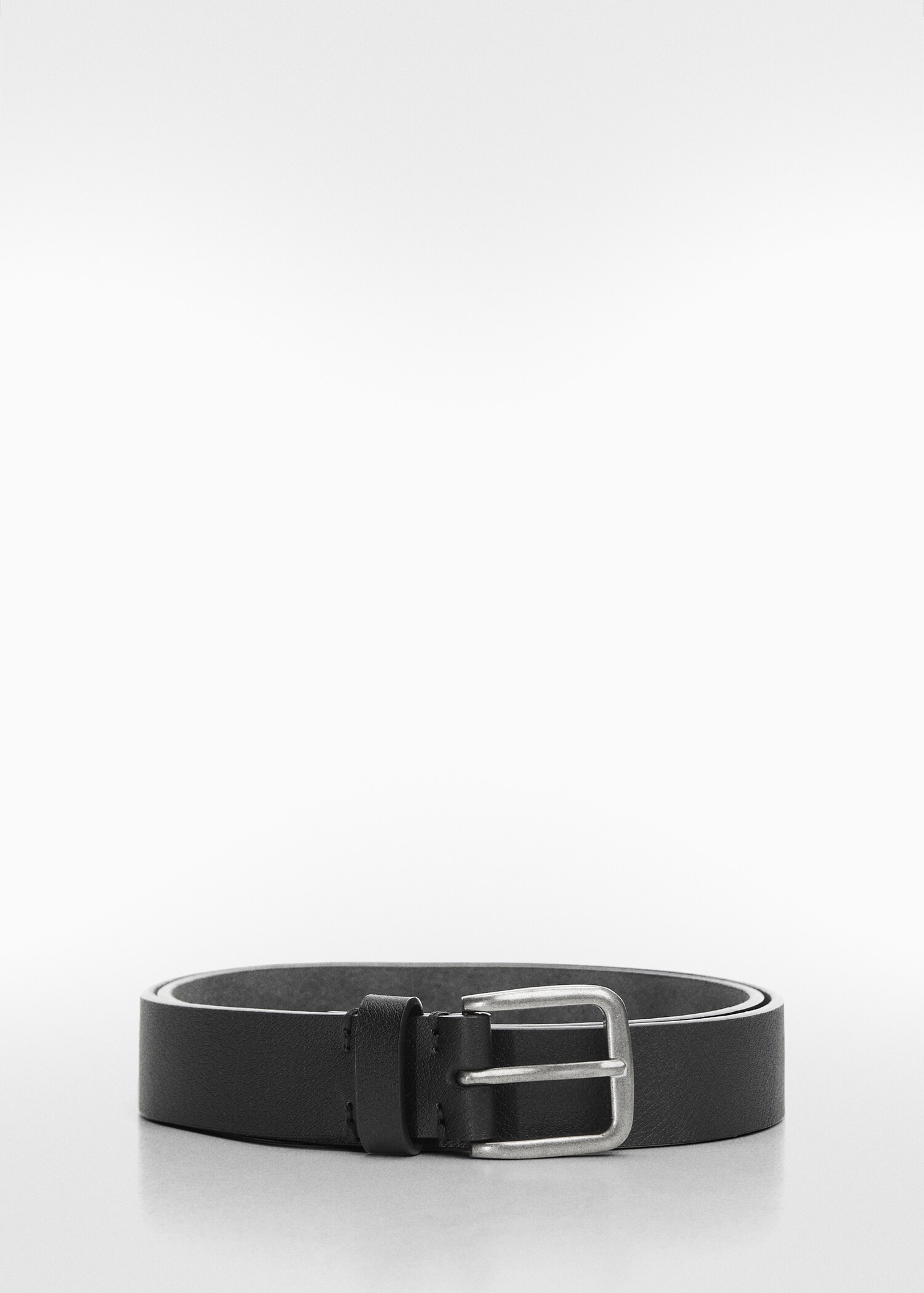 Leather belt with square buckle