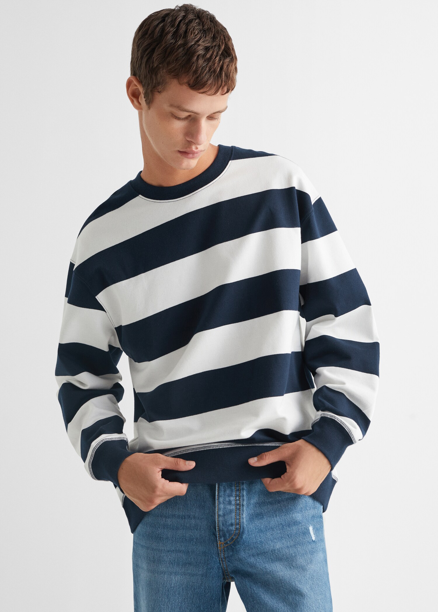 Striped cotton-blend sweatshirt