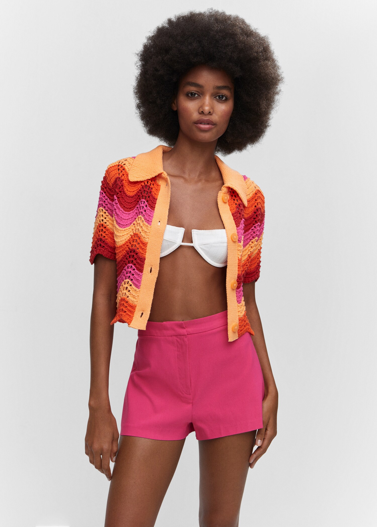 High-waist straight shorts