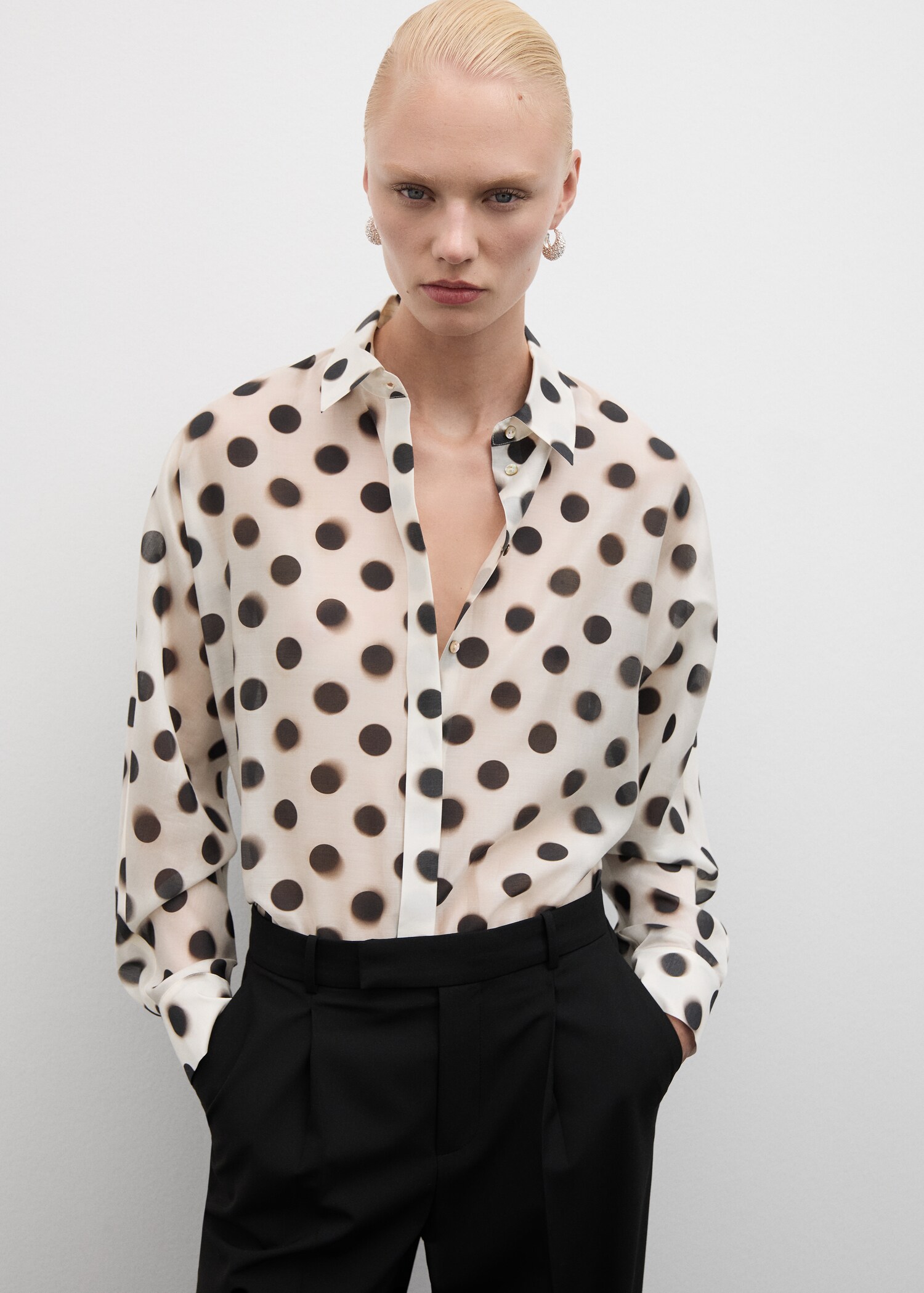 Polka-dot lyocell shirt