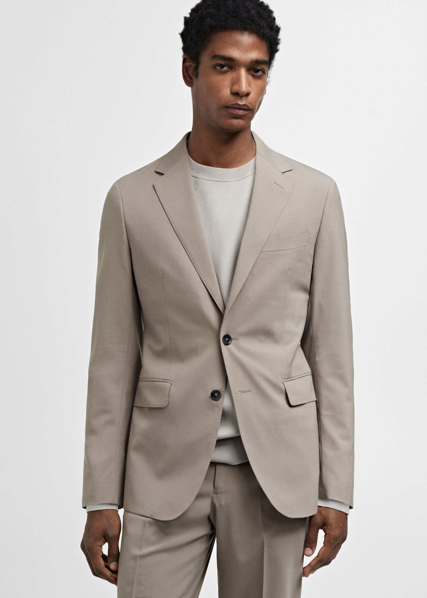 Slim-fit wool suit jacket