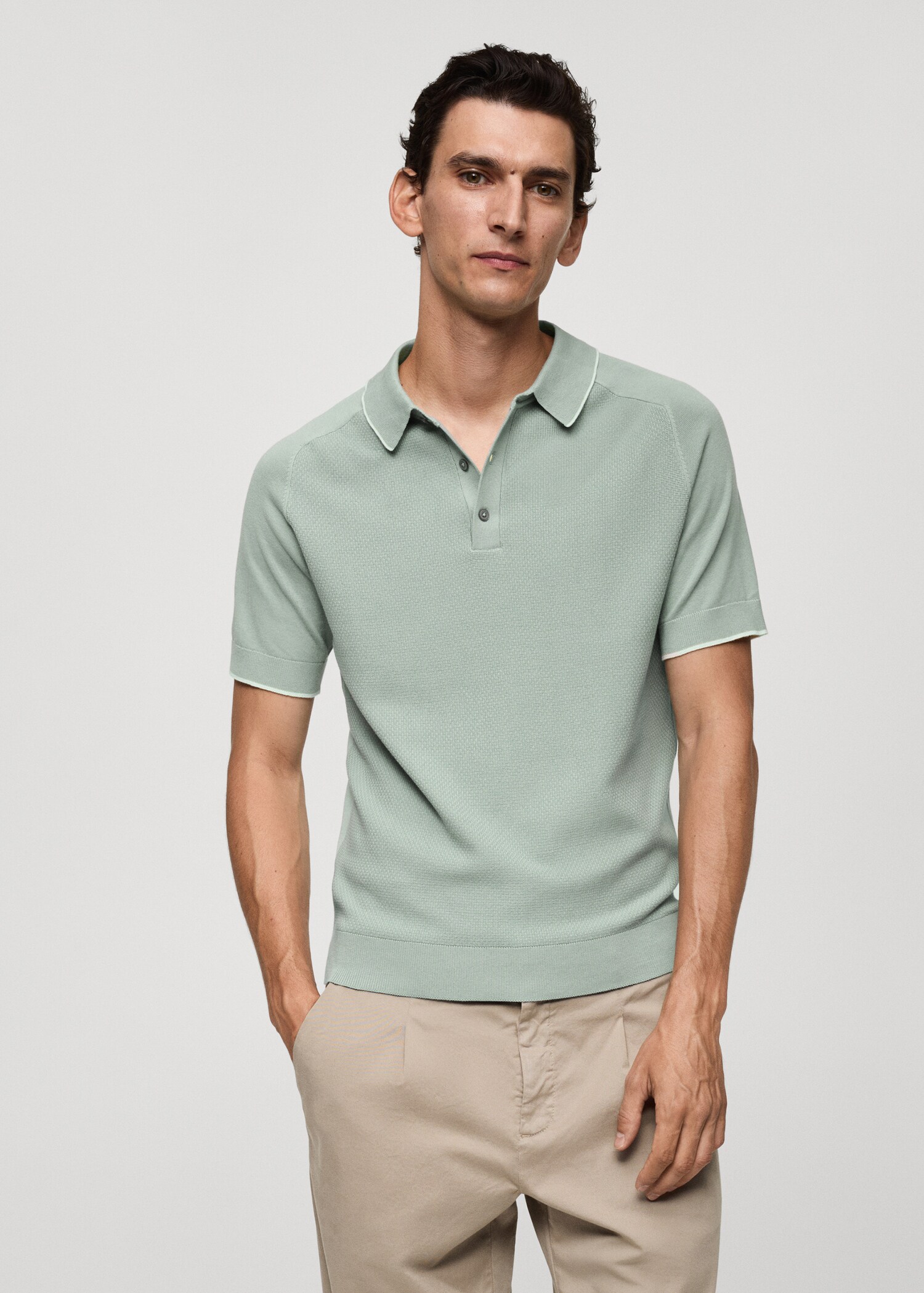 Fine knit polo shirt