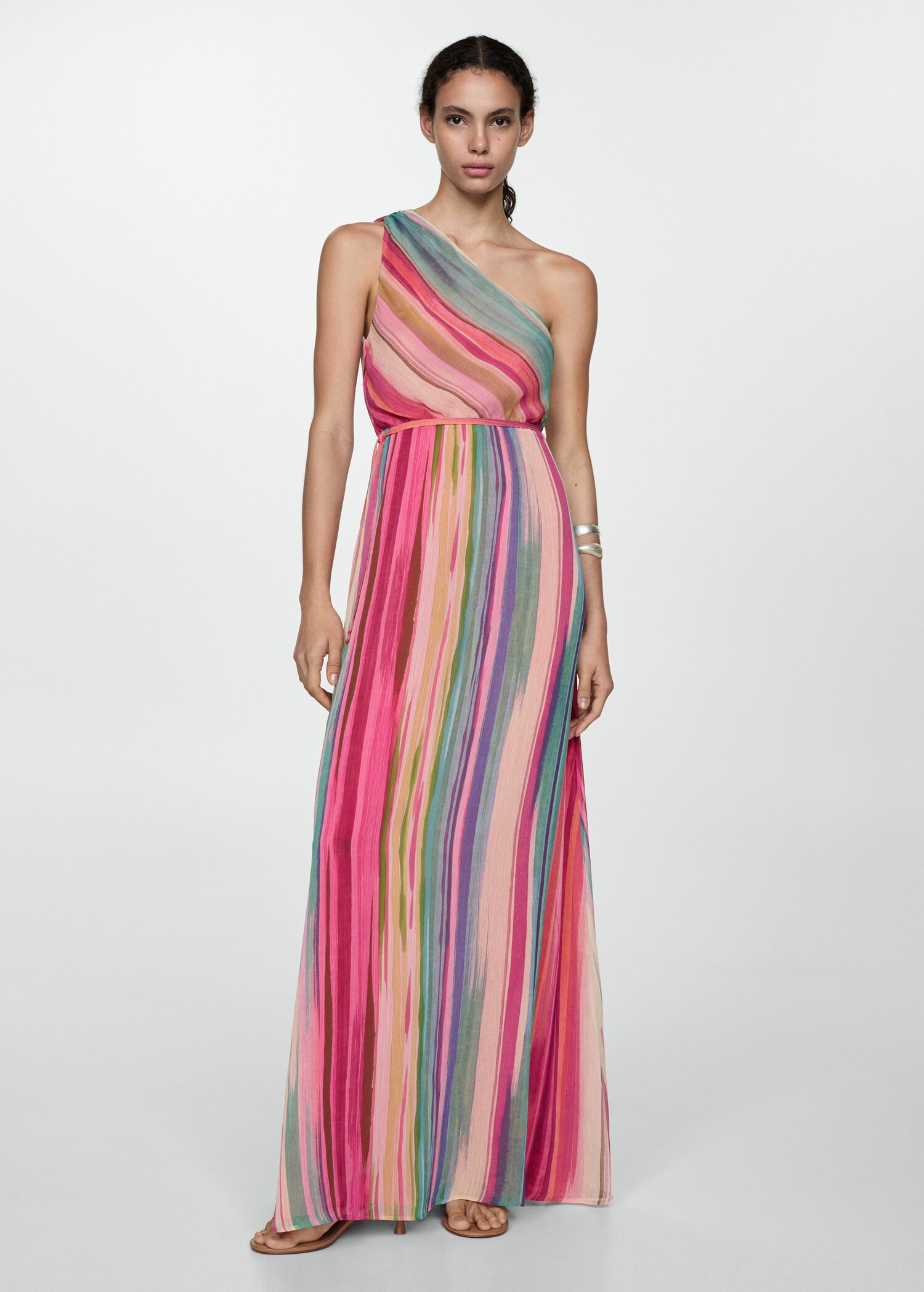 Striped asymmetrical dress
