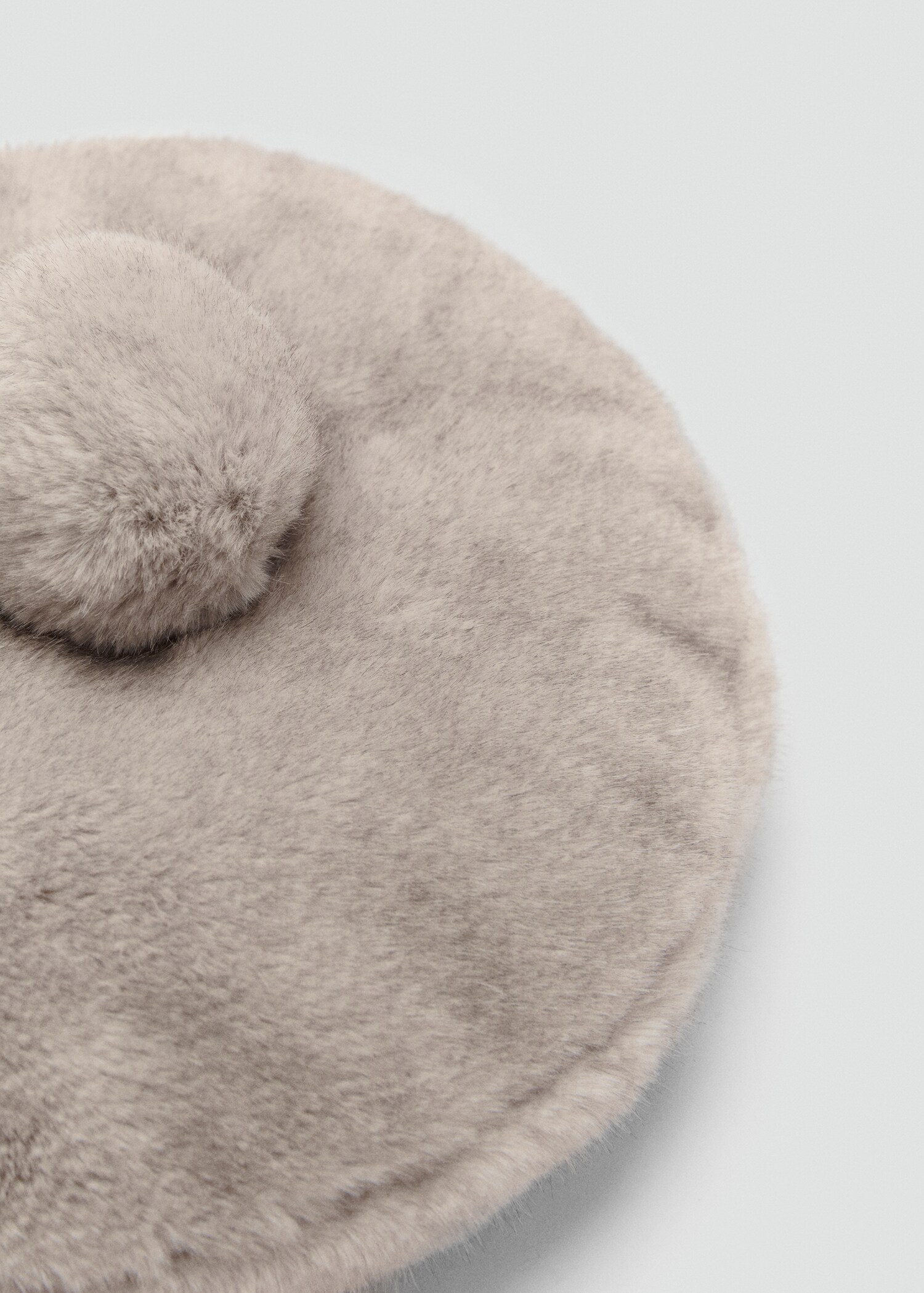 Fur-effect beret with pompom