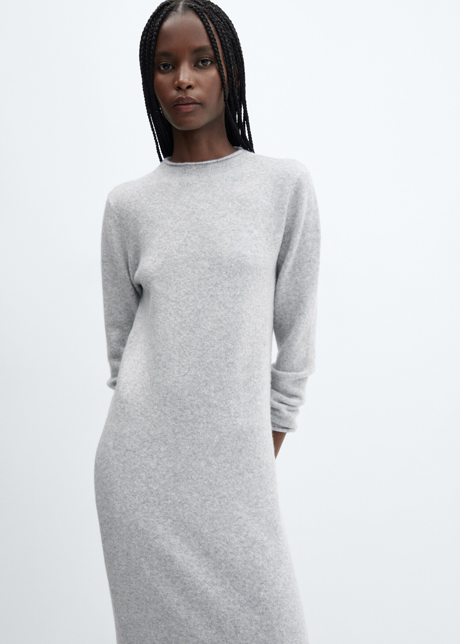 Perkins-neck knitted dress